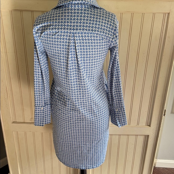 J. McLaughlin NWT Cagney Pullover Blue and White Geometric Long Sleeve Dress - Picture 5 of 13